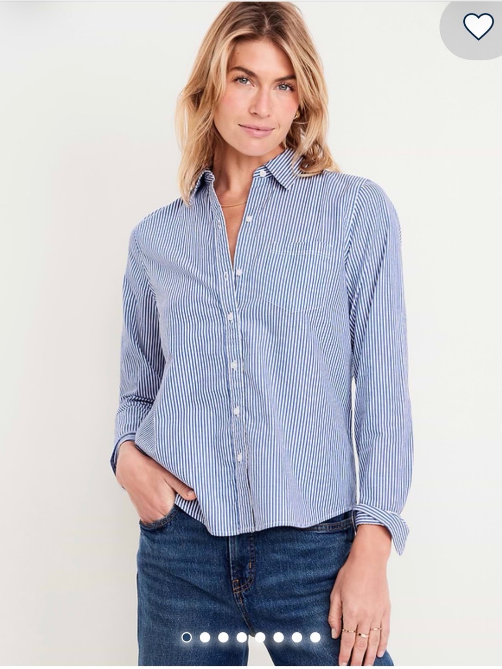 Old Navy Blue & White Striped Long-Sleeve Button-Up Shirt